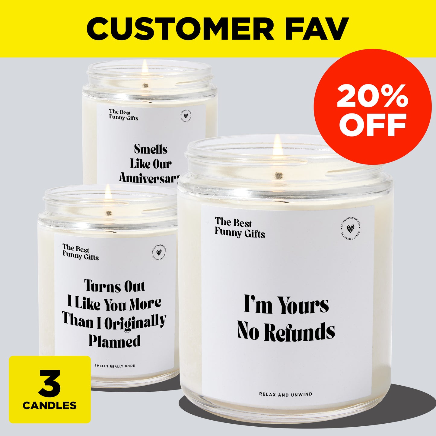 Anniversary Gift - Guaranteed Smile Bundle (3 Candles)