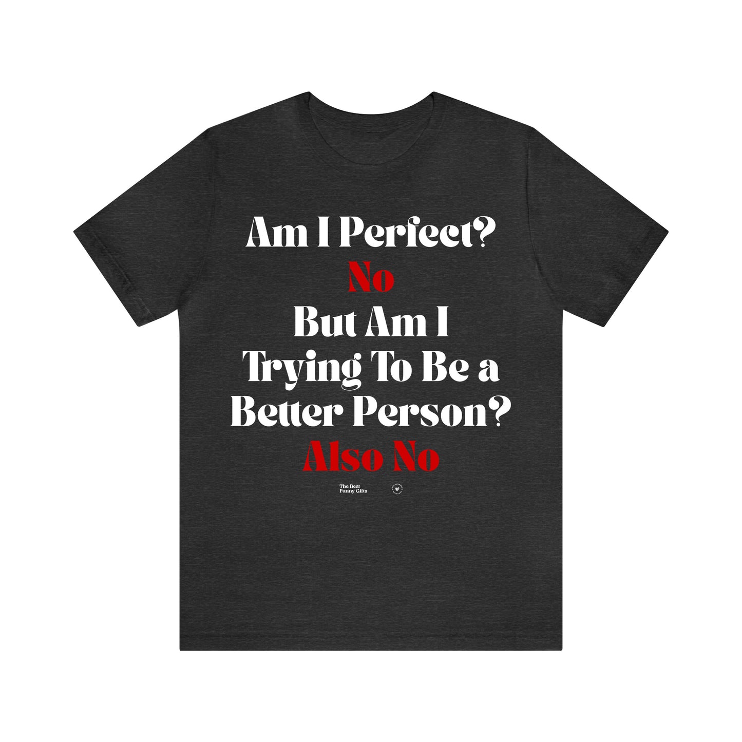 Funny Shirts for Women - Am I Perfect? No but Am I Trying to Be a Better Person? Also No - Women’s T Shirts