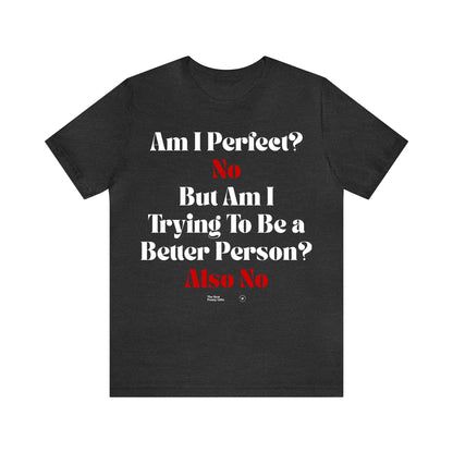 Funny Shirts for Women - Am I Perfect? No but Am I Trying to Be a Better Person? Also No - Women’s T Shirts