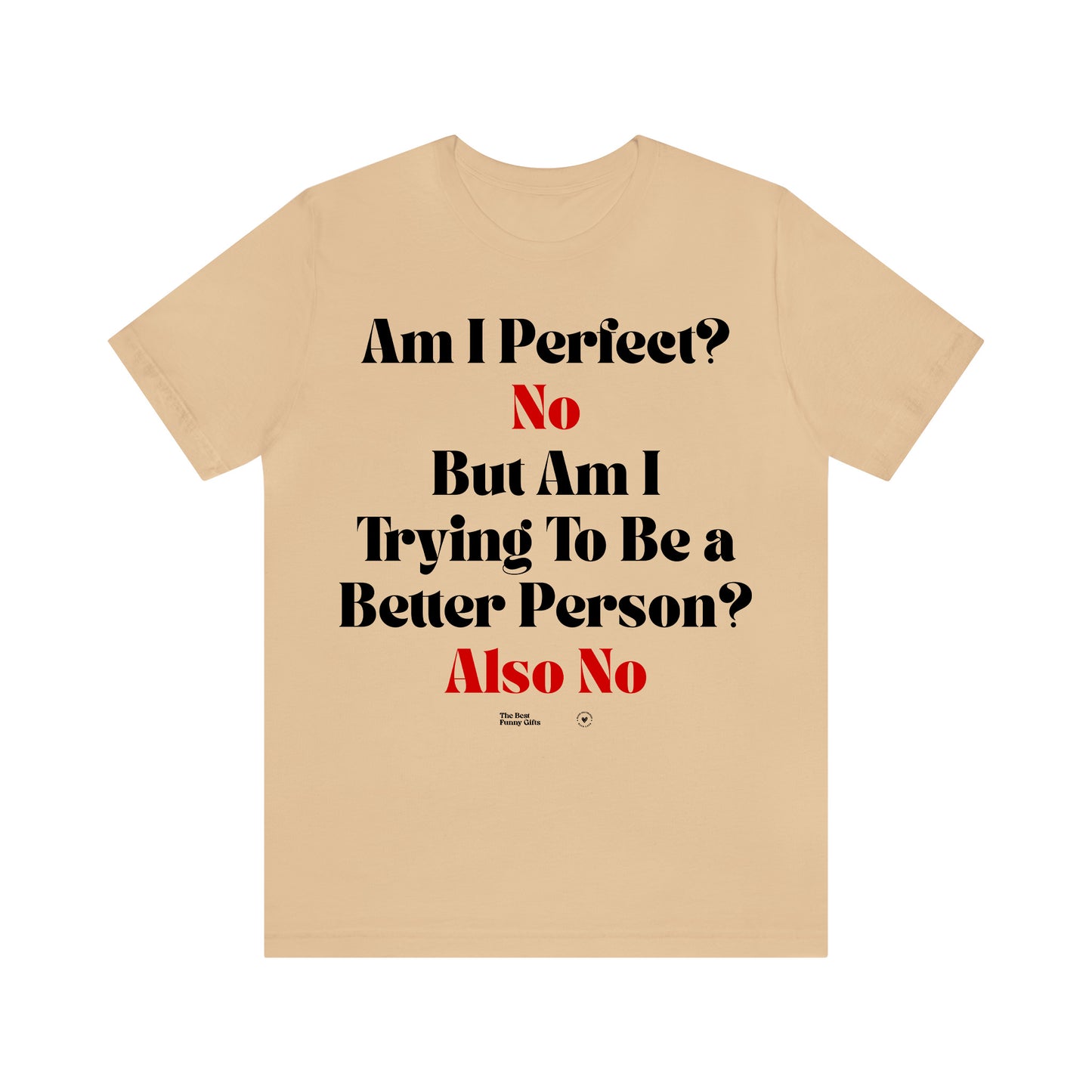 Funny Shirts for Women - Am I Perfect? No but Am I Trying to Be a Better Person? Also No - Women’s T Shirts